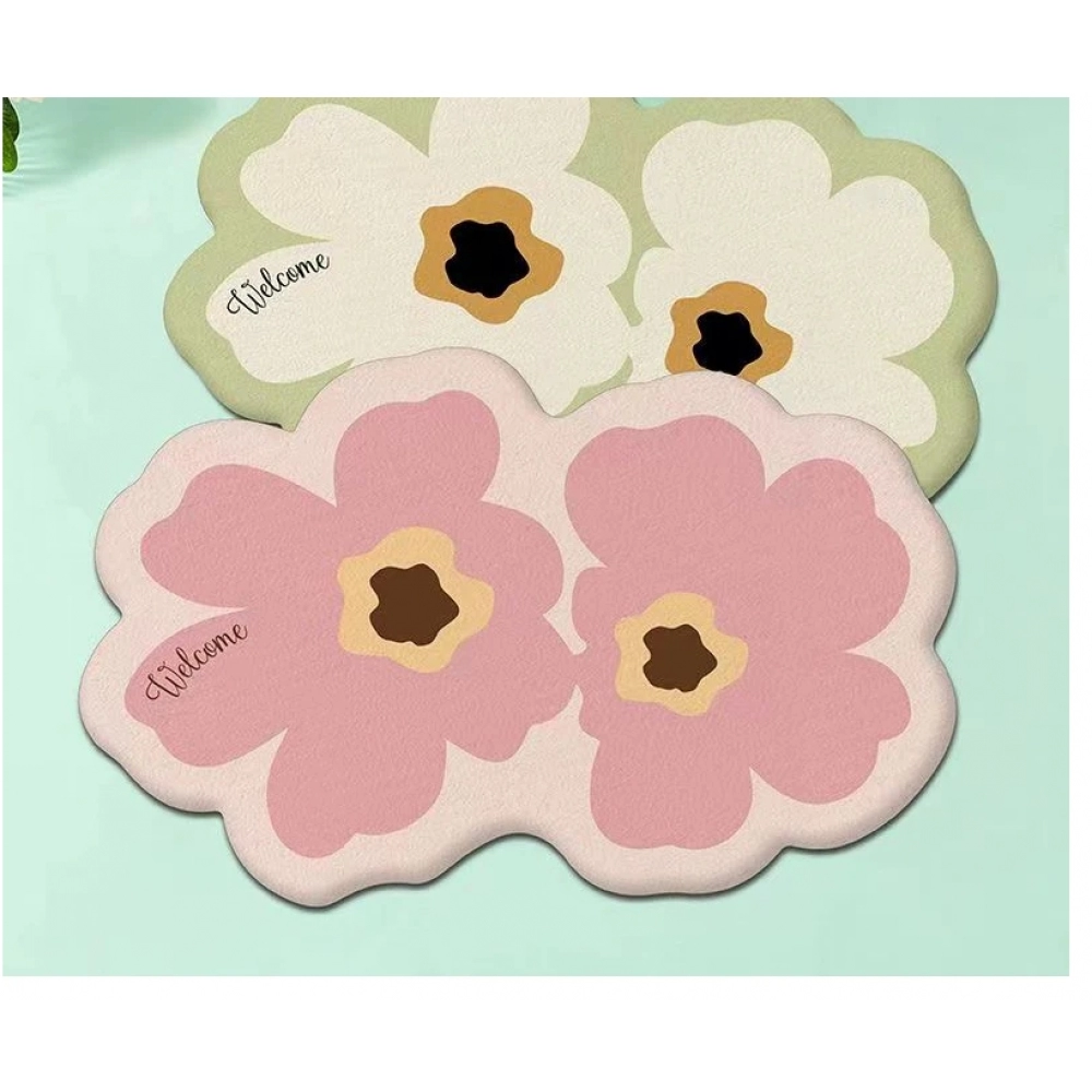 Soft Bath Mats Small Fresh Flowers Floor Mat Rugs Home Entrance Carpet Bedroom Toilet Bathroom Door Absorbent Non-Slip Foot Pad